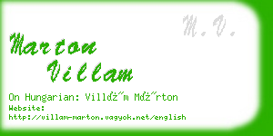 marton villam business card